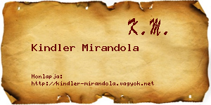 Kindler Mirandola névjegykártya